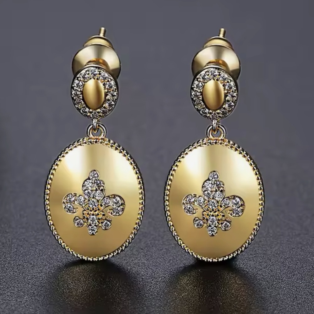 14k Fleur-de-Lis Earrings - Picture 4 of 7